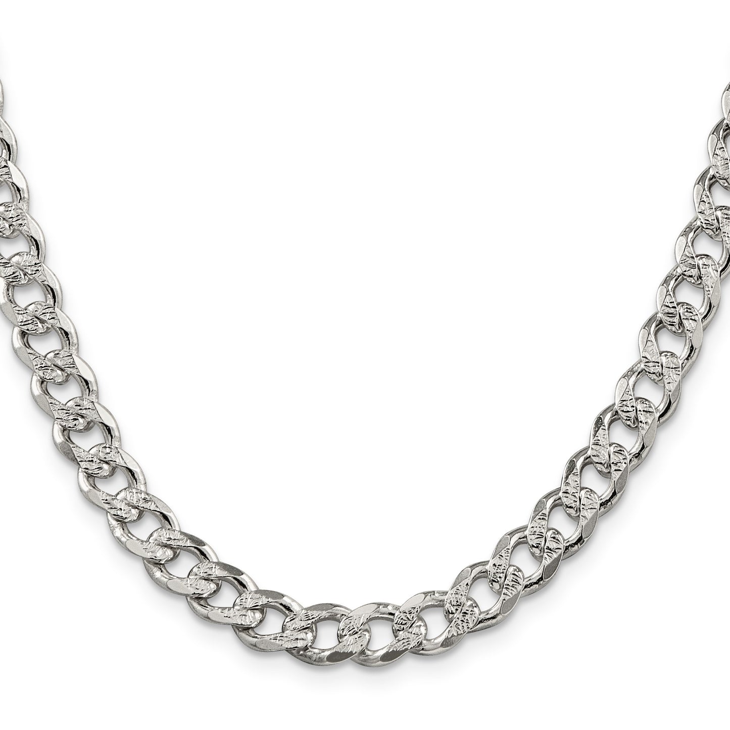 Sterling Silver 7.5mm Pav� Curb Chain