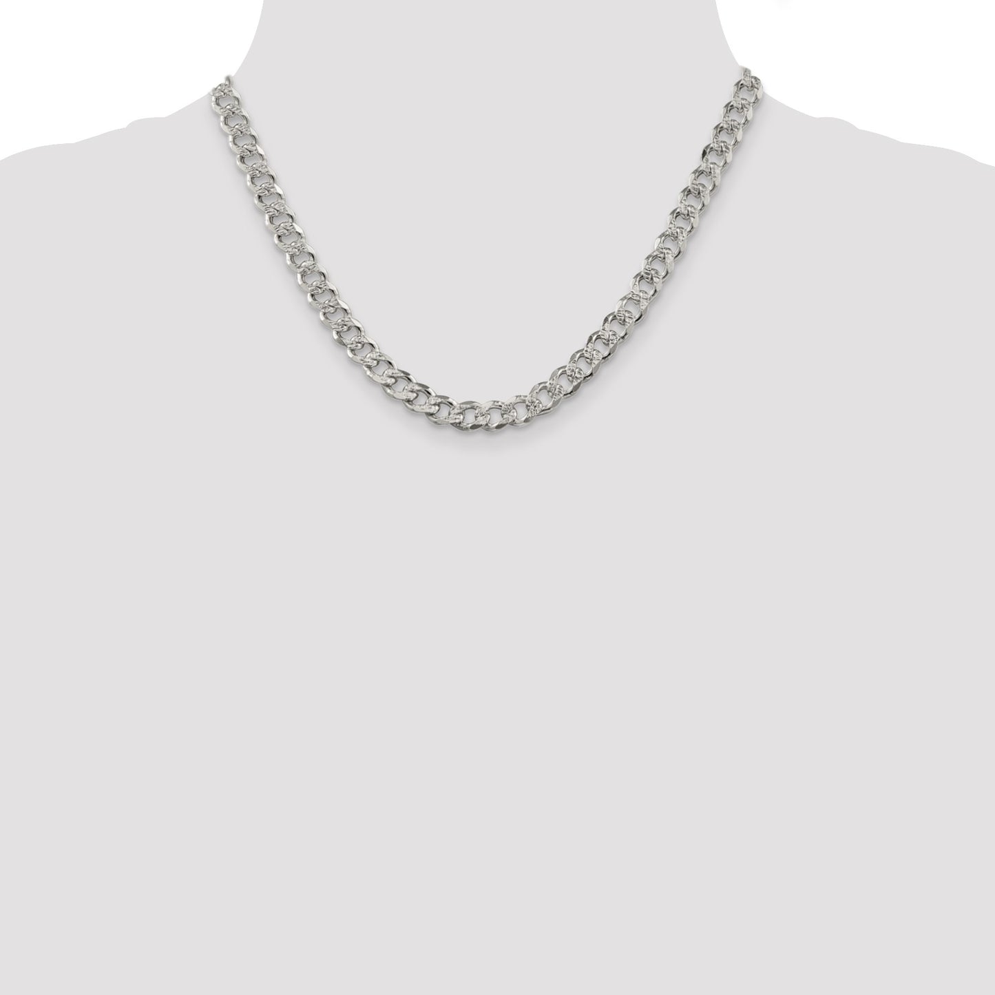 Sterling Silver 7.5mm Pav� Curb Chain