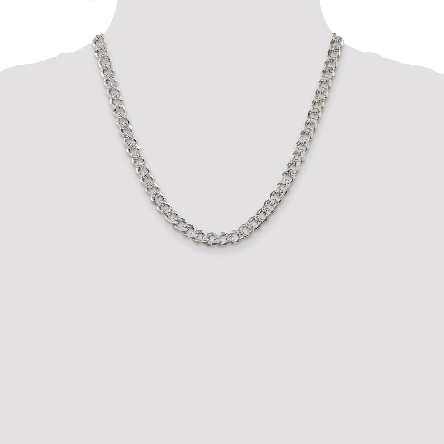Sterling Silver 7.5mm Pav� Curb Chain