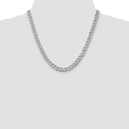 Sterling Silver 7.5mm Pav� Curb Chain