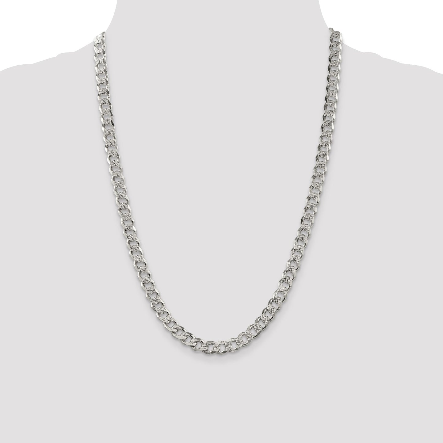 Sterling Silver 7.5mm Pav� Curb Chain