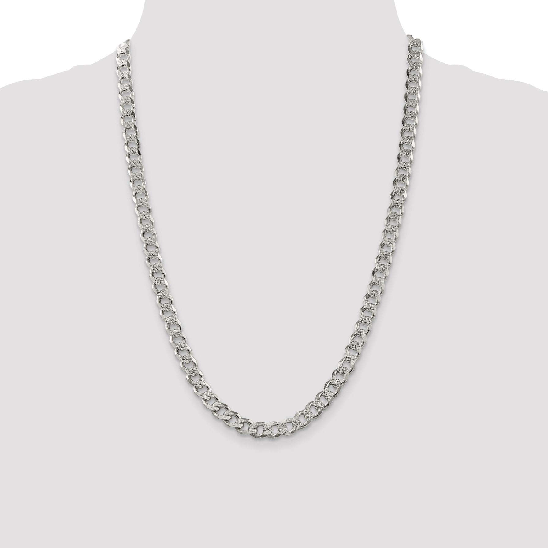 Sterling Silver 7.5mm Pav� Curb Chain
