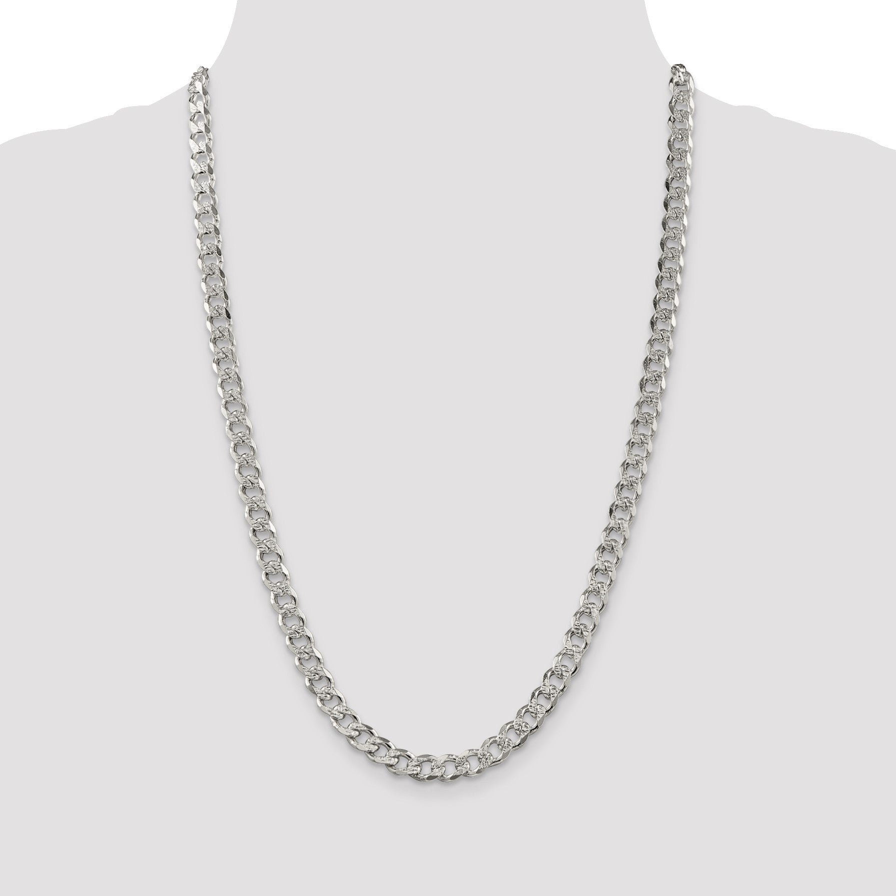 Sterling Silver 7.5mm Pav� Curb Chain