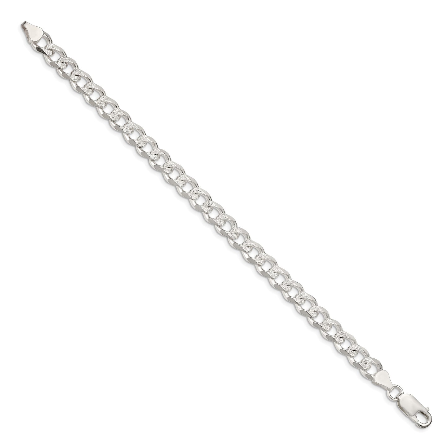 Sterling Silver 7.5mm Pav� Curb Chain