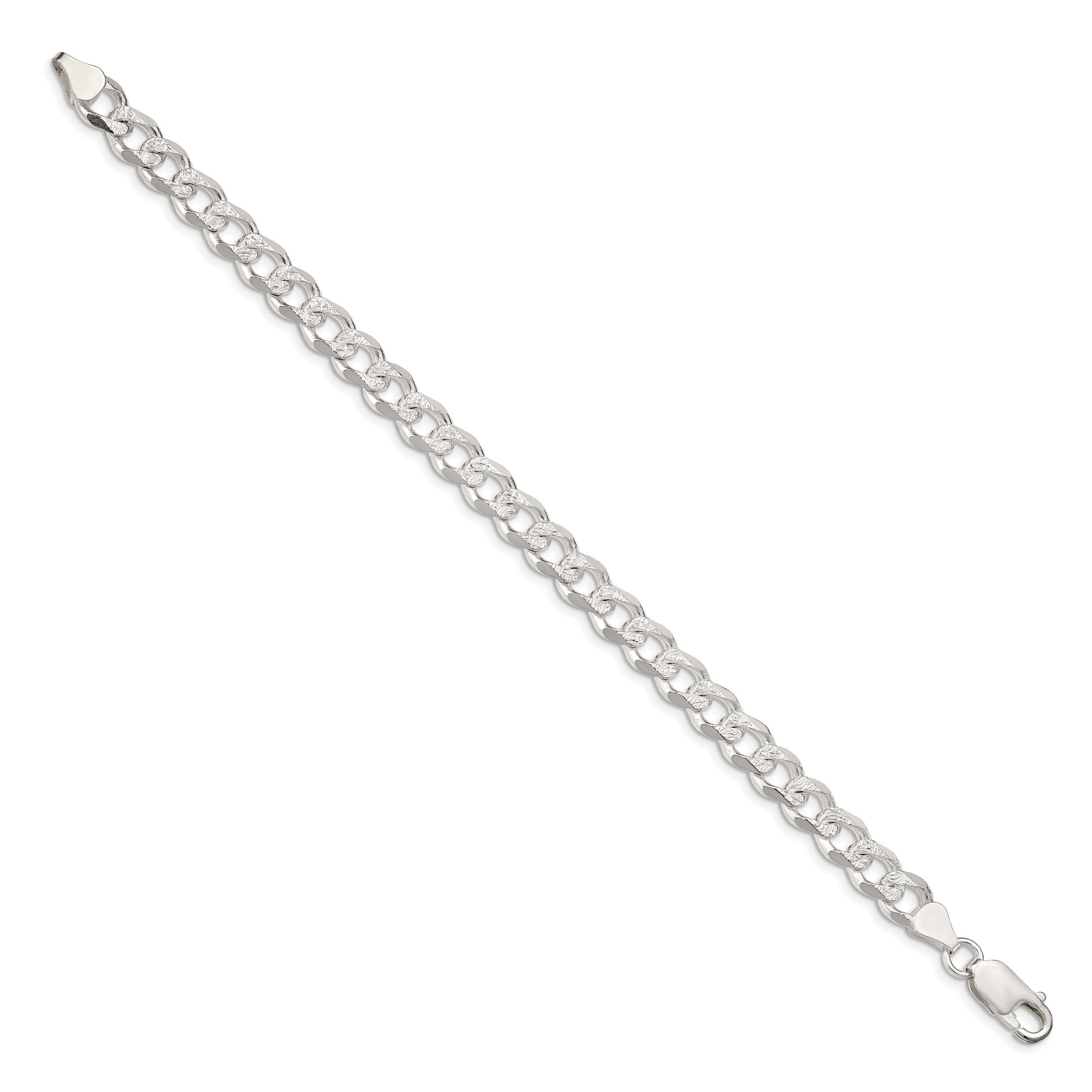 Sterling Silver 7.5mm Pav� Curb Chain