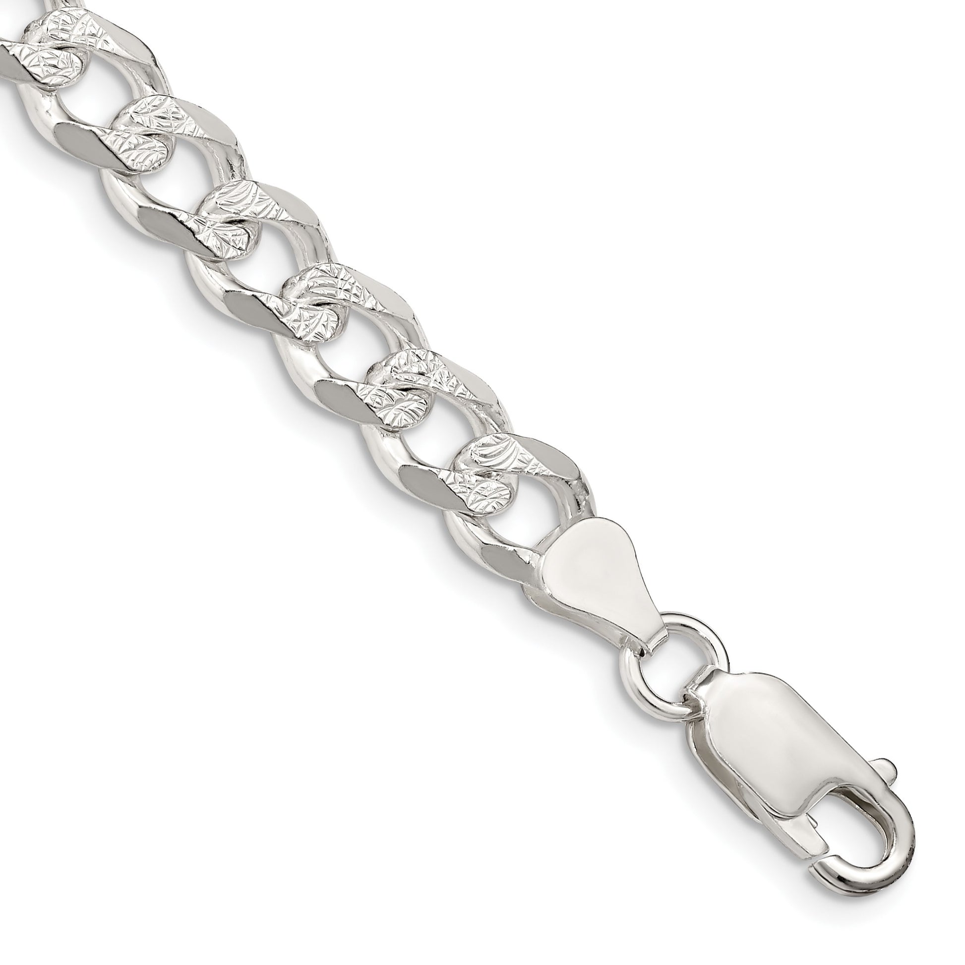 Sterling Silver 7.5mm Pav� Curb Chain