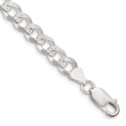 Sterling Silver 7.5mm Pav� Curb Chain