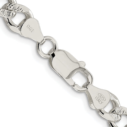Sterling Silver Rhodium-plated 7.5mm Pave Curb Chain