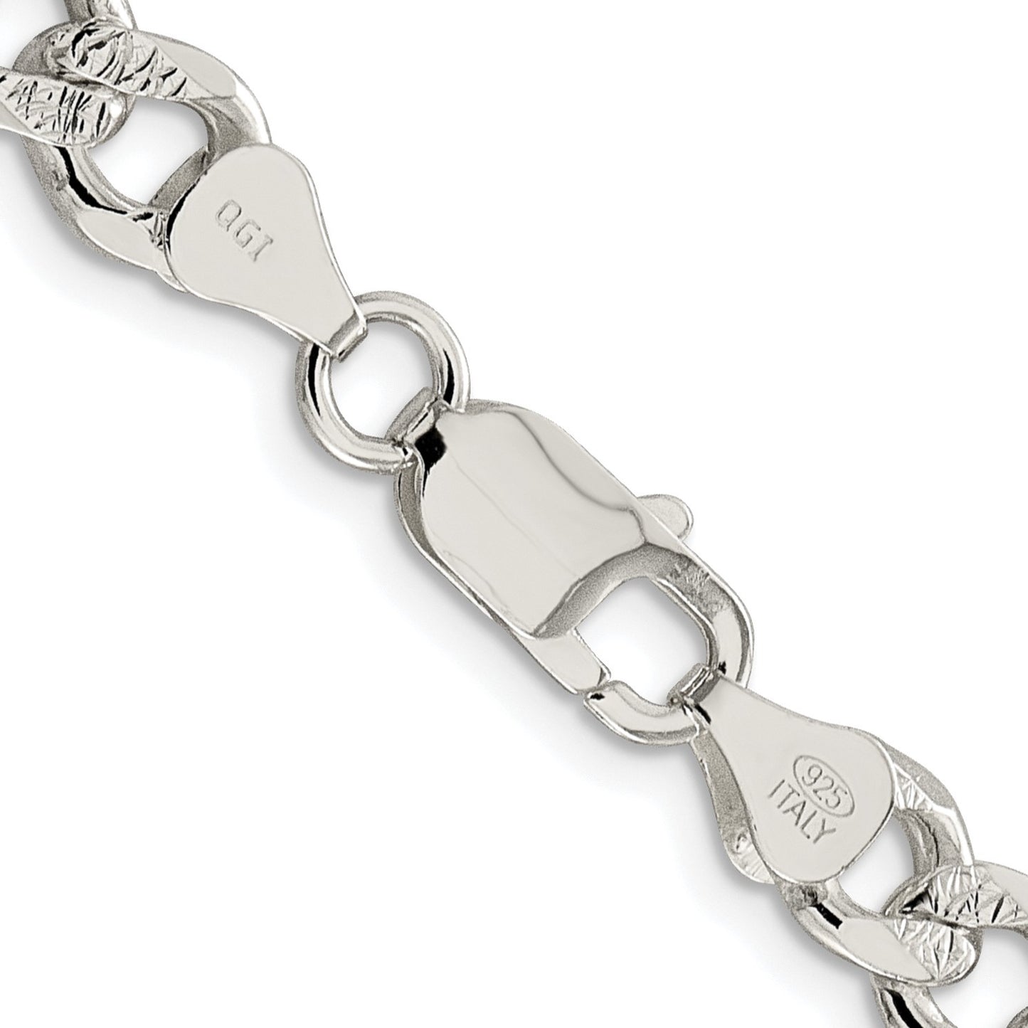 Sterling Silver Rhodium-plated 7.5mm Pav� Curb Chain