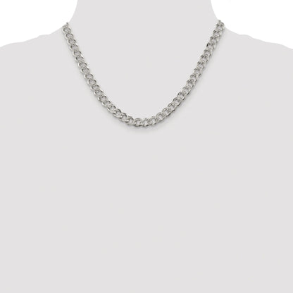 Sterling Silver Rhodium-plated 7.5mm Pav� Curb Chain