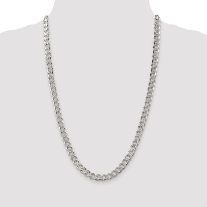 Sterling Silver Rhodium-plated 7.5mm Pav� Curb Chain