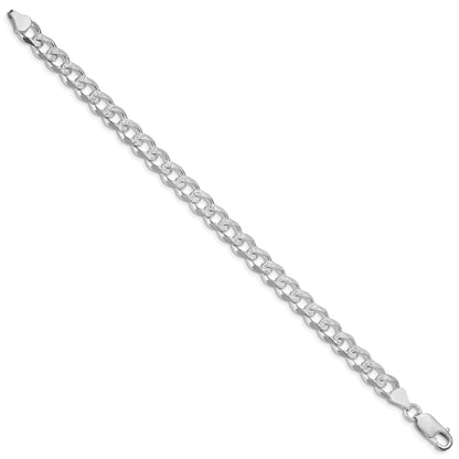 Sterling Silver Rhodium-plated 7.5mm Pav� Curb Chain