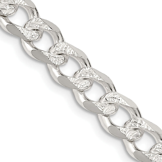 Sterling Silver 7.5mm Pav� Curb Chain