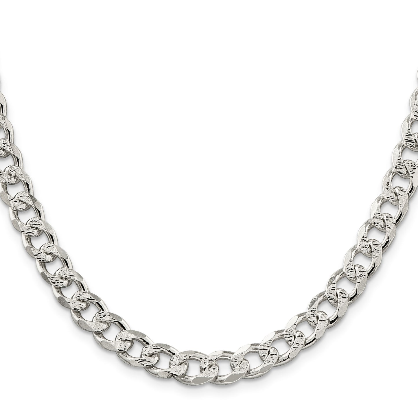 Sterling Silver 8.3mm Pav� Curb Chain