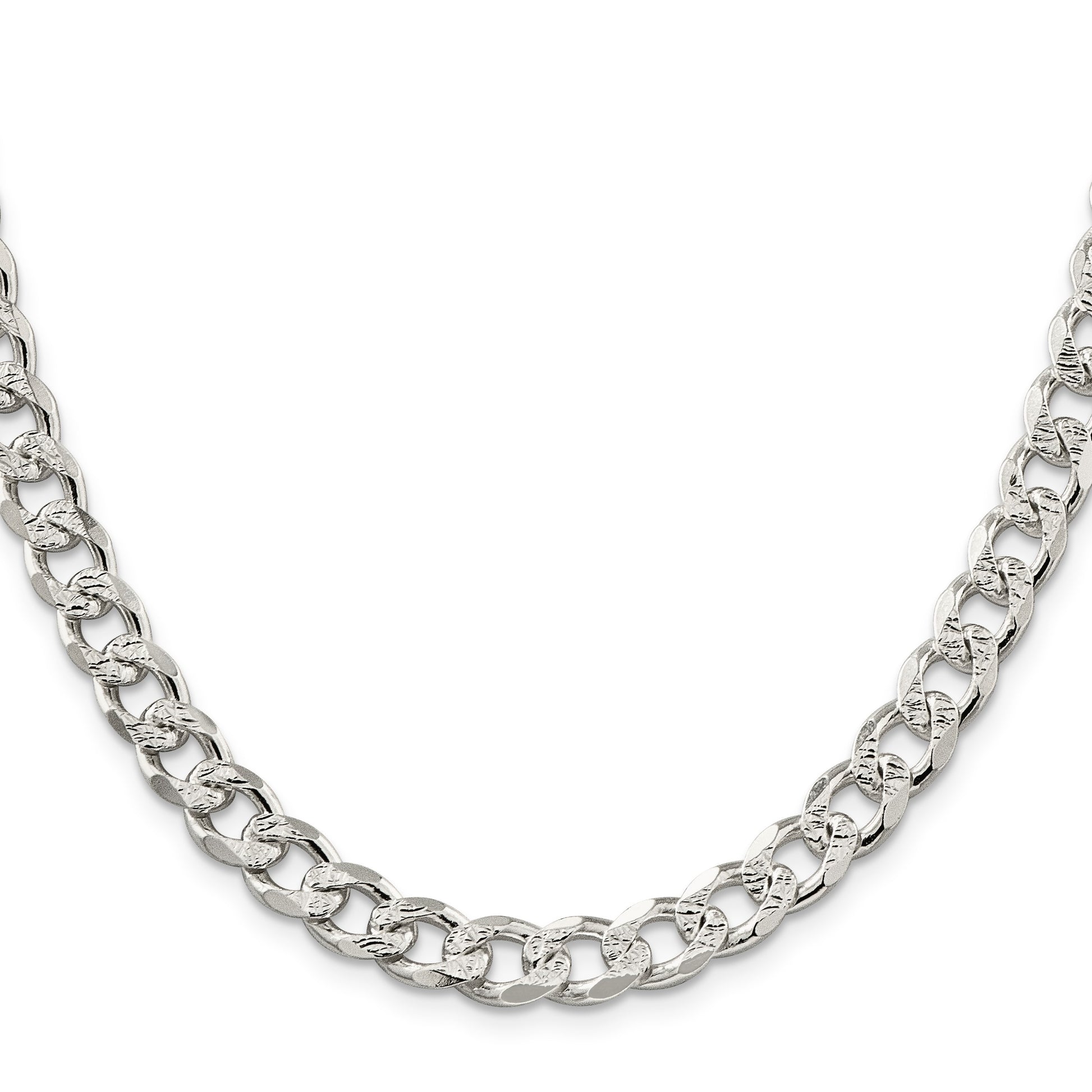 Sterling Silver 8.3mm Pav� Curb Chain