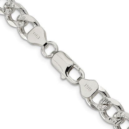 Sterling Silver 8.3mm Pav� Curb Chain