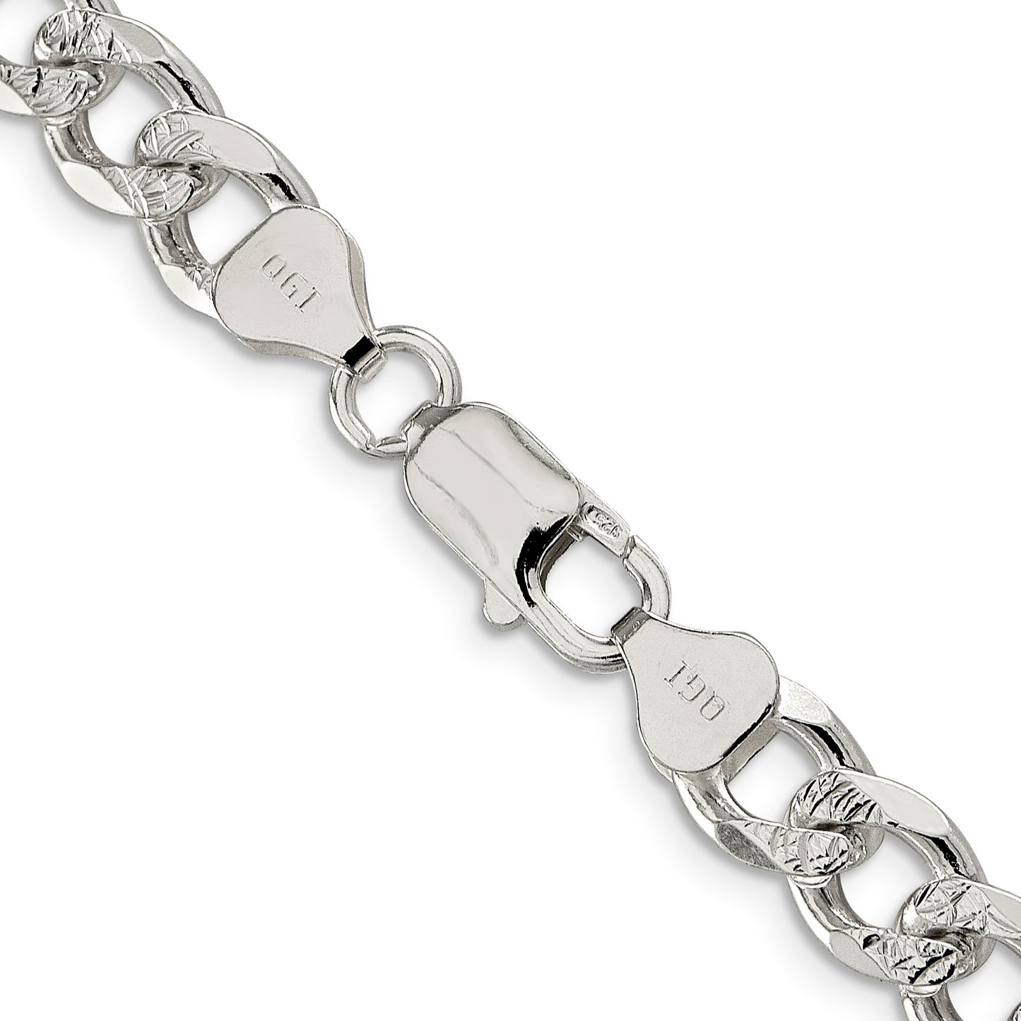 Sterling Silver 8.3mm Pav� Curb Chain