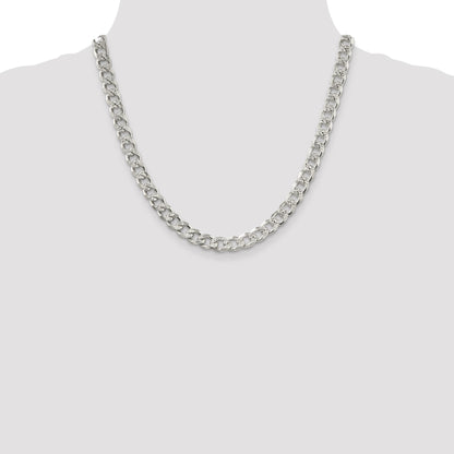 Sterling Silver 8.3mm Pav� Curb Chain