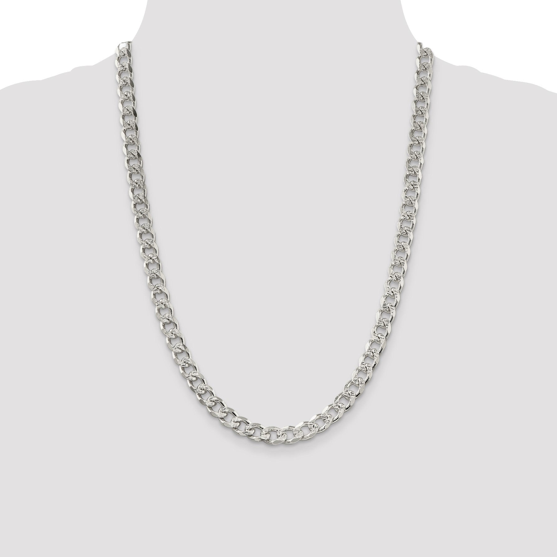 Sterling Silver 8.3mm Pav� Curb Chain