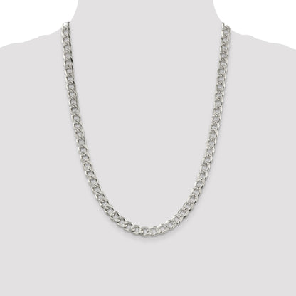 Sterling Silver 8.3mm Pav� Curb Chain