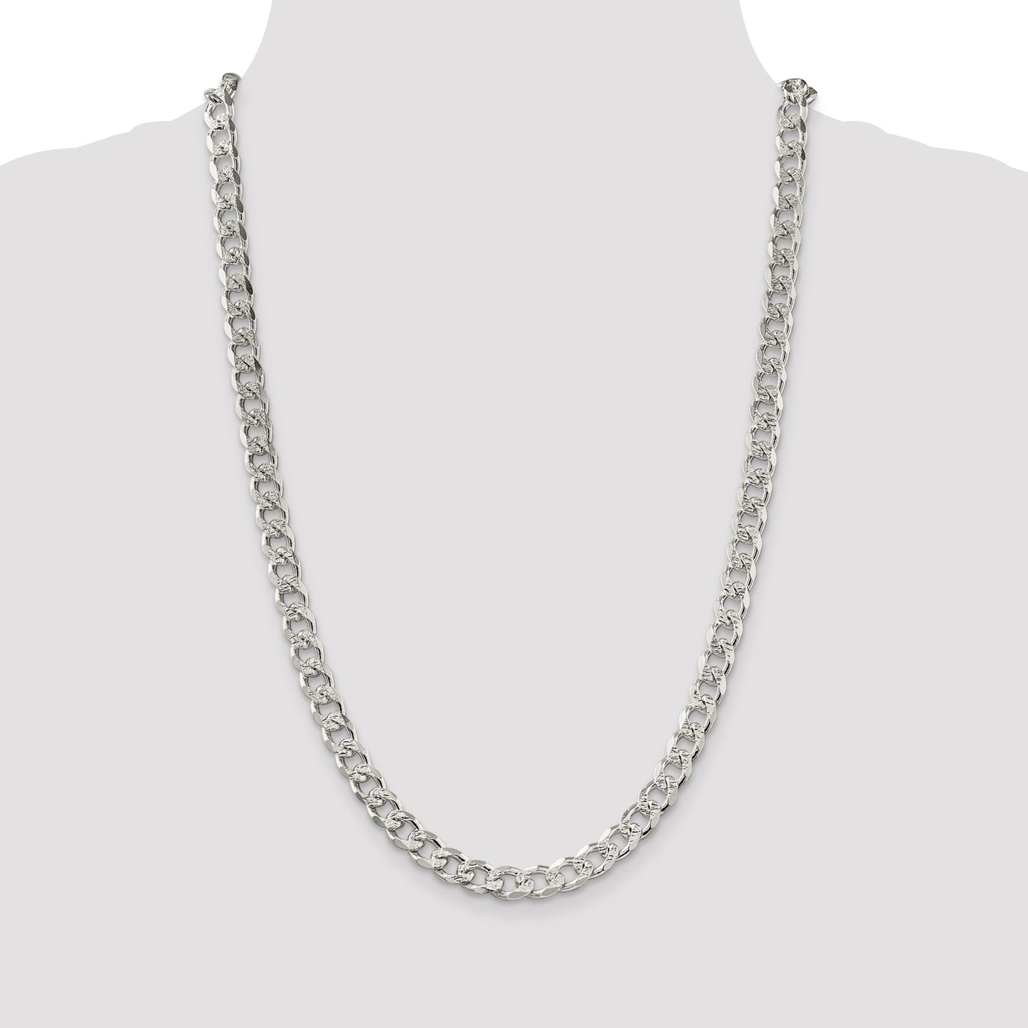 Sterling Silver 8.3mm Pav� Curb Chain
