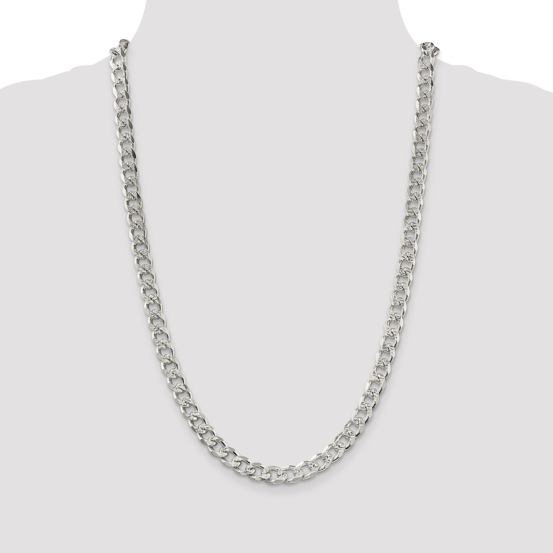 Sterling Silver 8.3mm Pav� Curb Chain