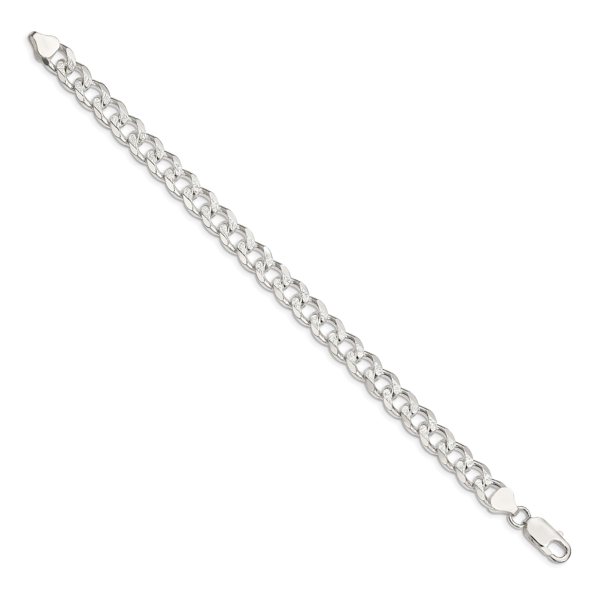 Sterling Silver 8.3mm Pav� Curb Chain