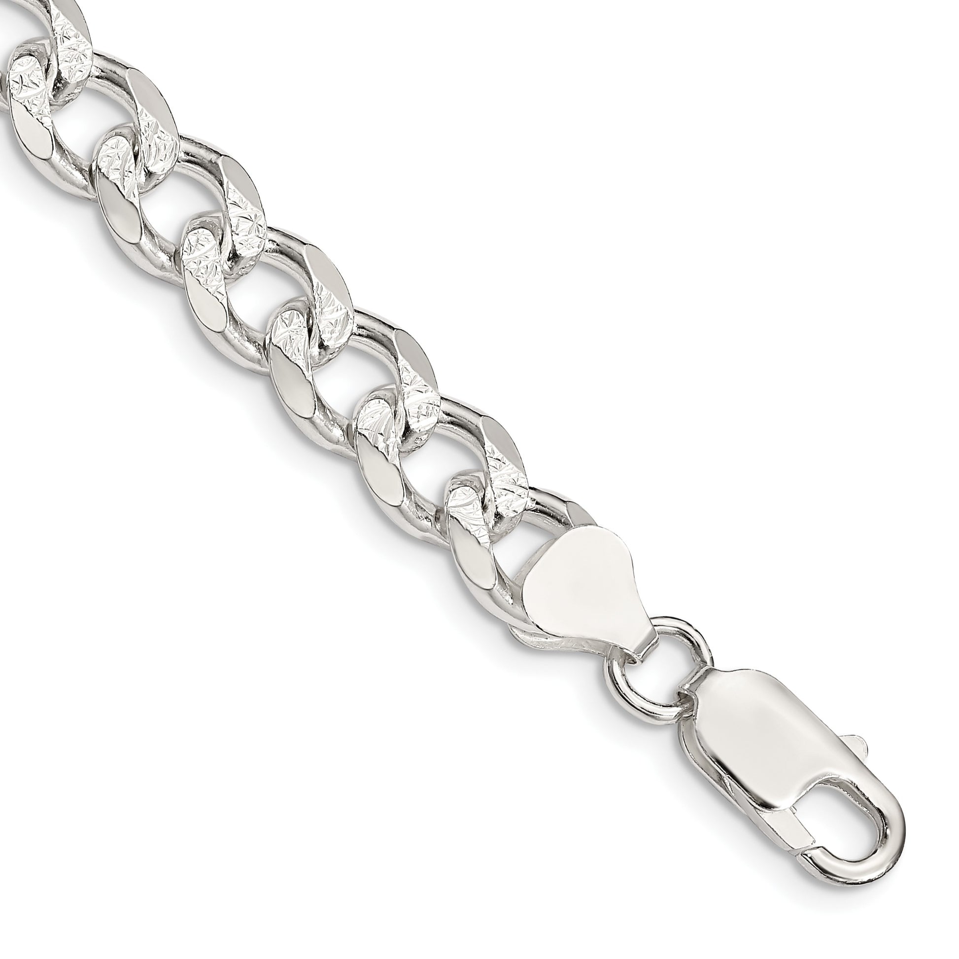 Sterling Silver 8.3mm Pav� Curb Chain