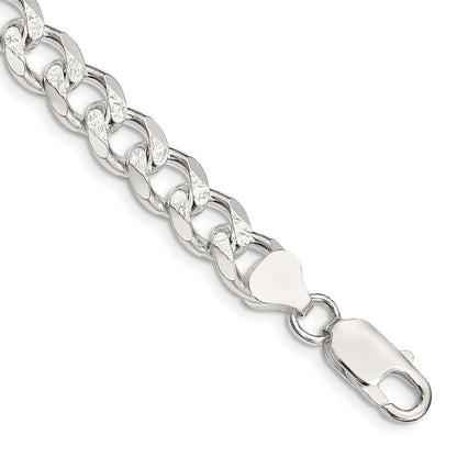 Sterling Silver 8.3mm Pav� Curb Chain