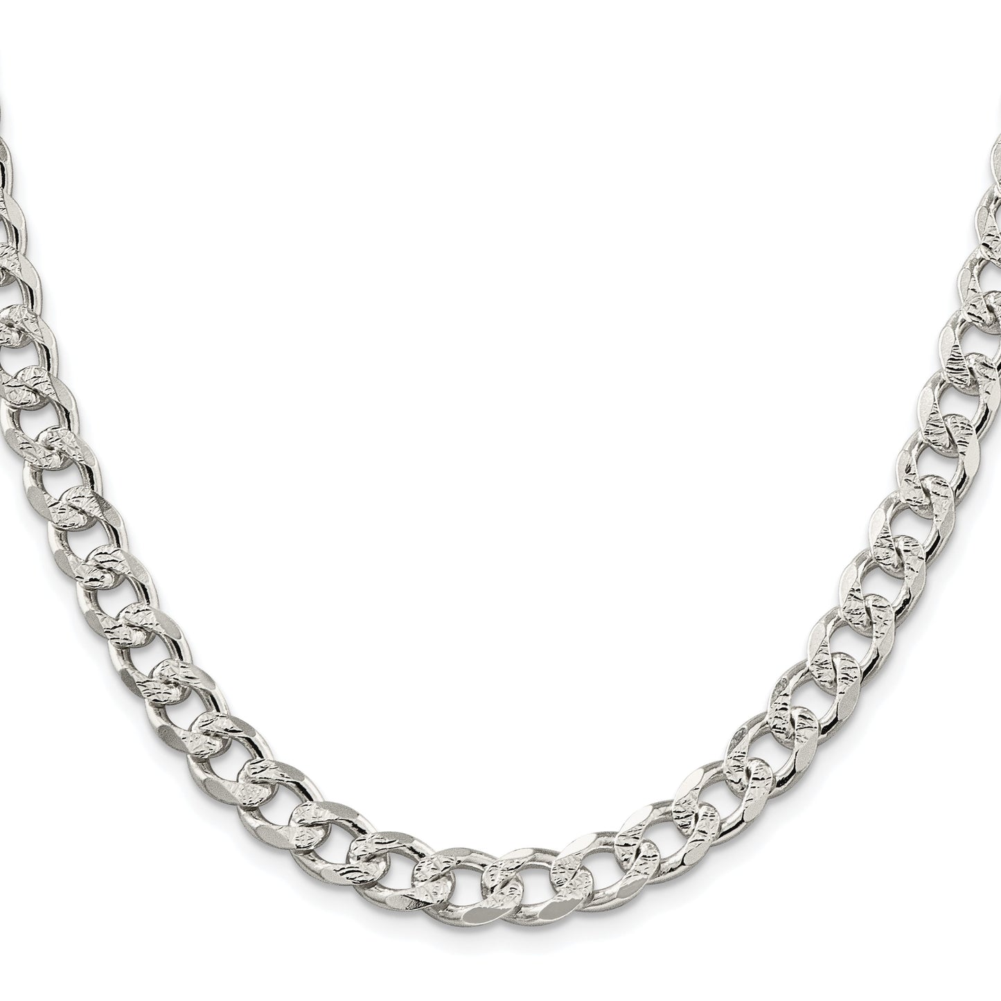 Sterling Silver Rhodium-plated 8.3mm Pav� Curb Chain