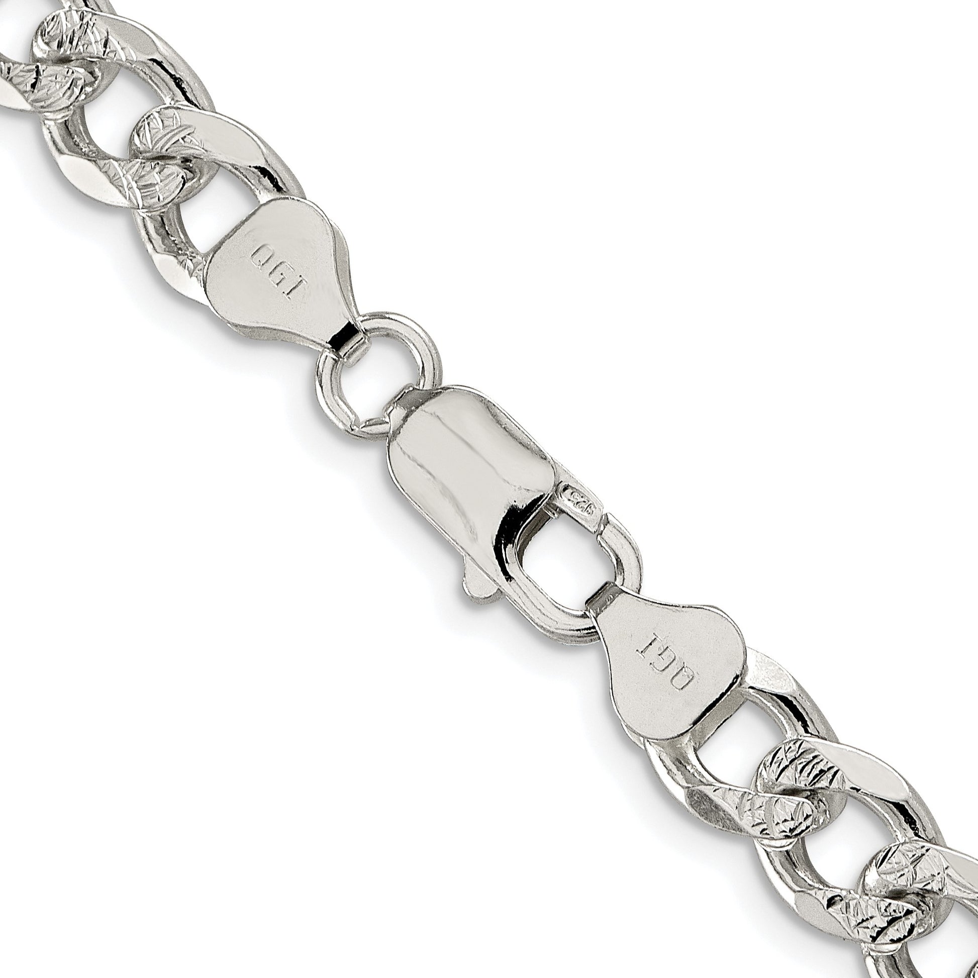 Sterling Silver Rhodium-plated 8.3mm Pav� Curb Chain
