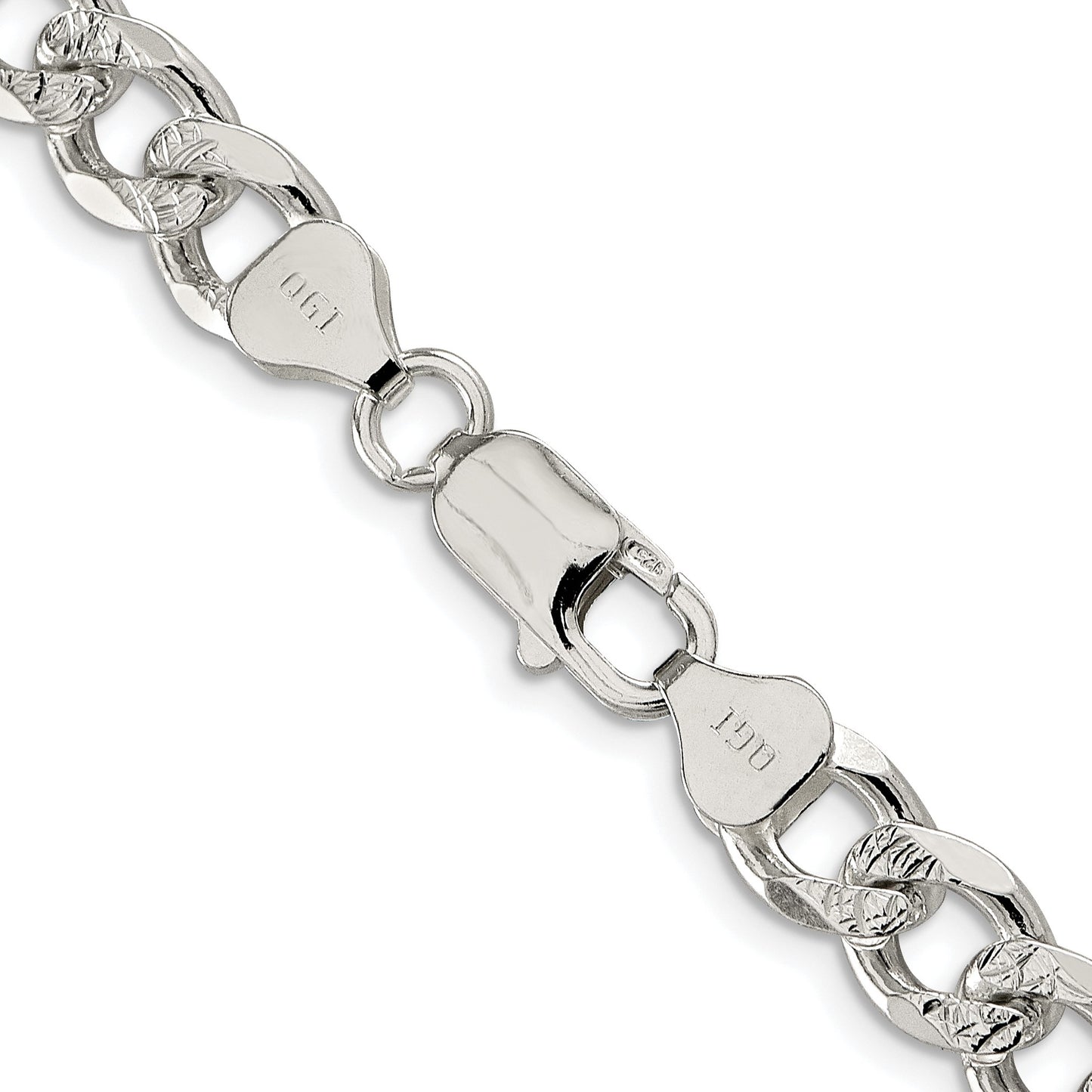 Sterling Silver Rhodium-plated 8.3mm Pav� Curb Chain