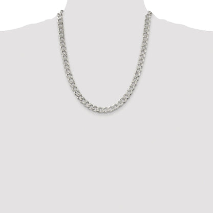 Sterling Silver Rhodium-plated 8.3mm Pav� Curb Chain