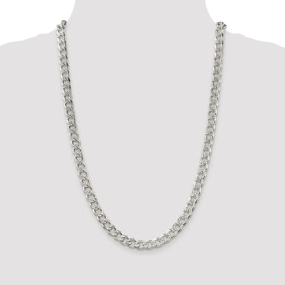 Sterling Silver Rhodium-plated 8.3mm Pav� Curb Chain
