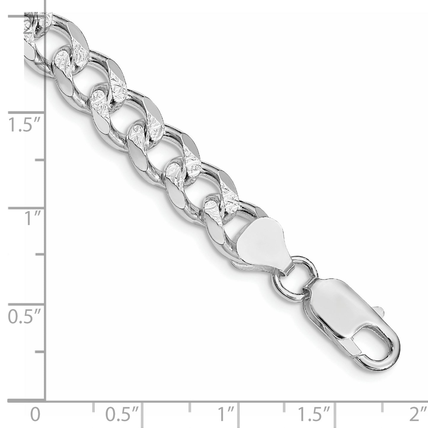 Sterling Silver Rhodium-plated 8.3mm Pav� Curb Chain