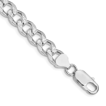Sterling Silver Rhodium-plated 8.3mm Pav� Curb Chain