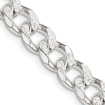 Sterling Silver 8.3mm Pav� Curb Chain