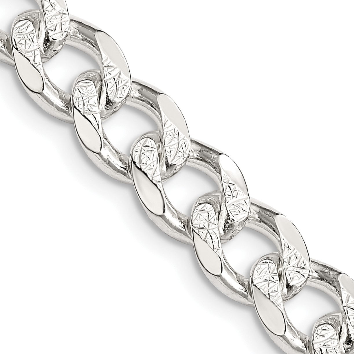 Sterling Silver 8.3mm Pav� Curb Chain
