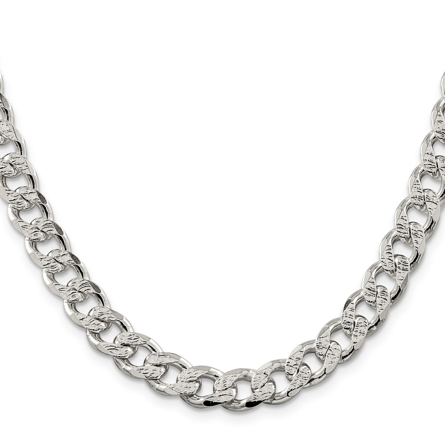 Sterling Silver 9.3mm Pav� Curb Chain