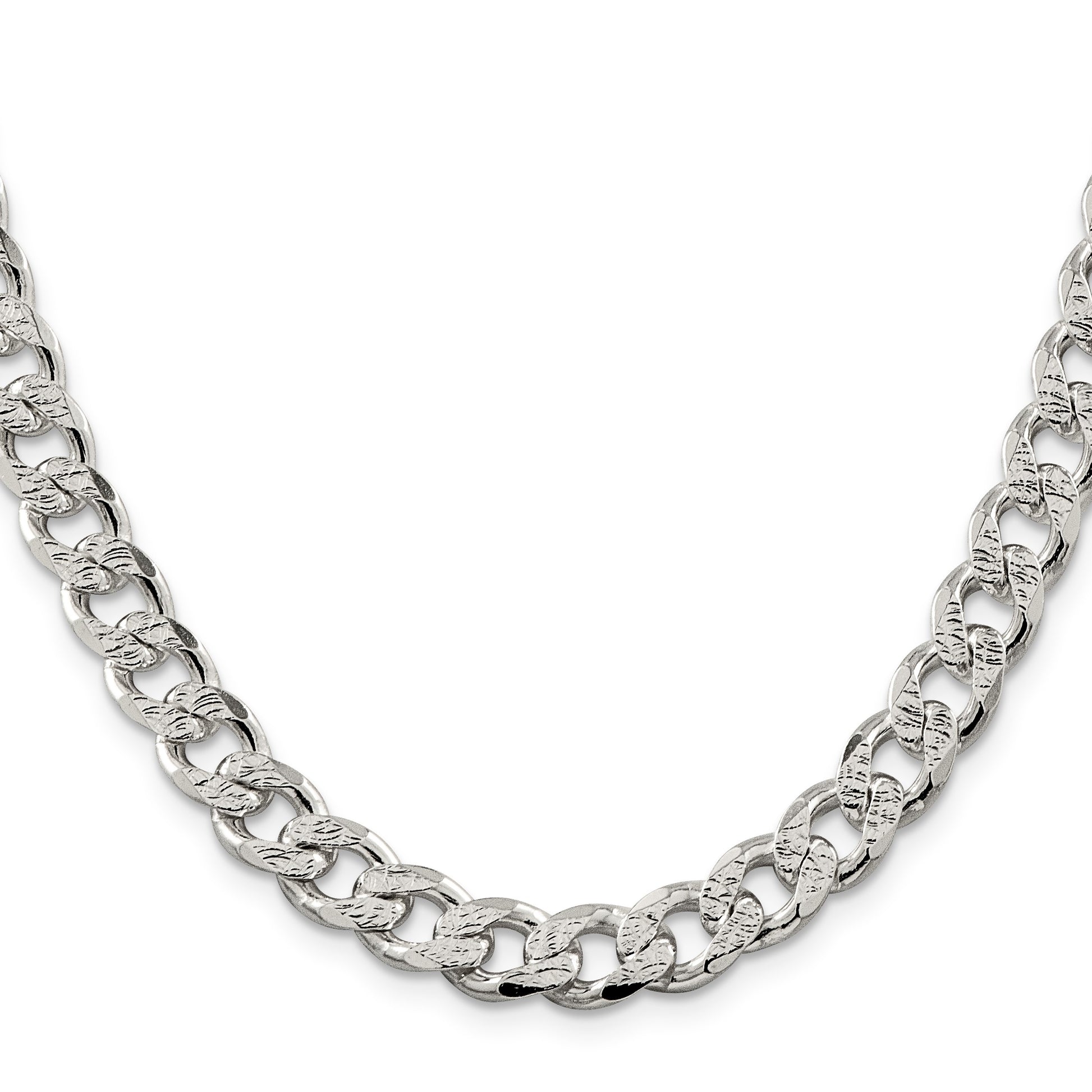 Sterling Silver 9.3mm Pav� Curb Chain