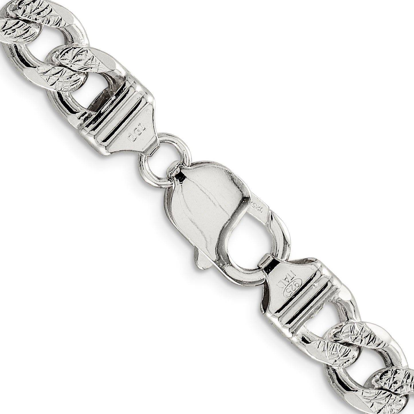 Sterling Silver 9.3mm Pav� Curb Chain