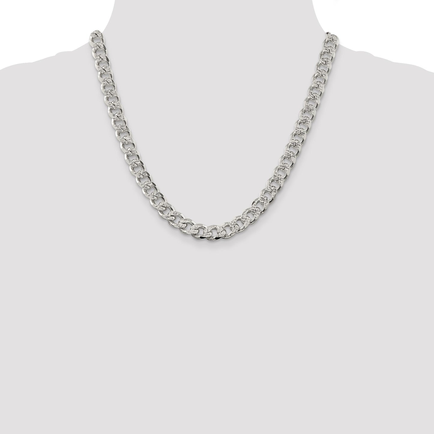 Sterling Silver 9.3mm Pav� Curb Chain