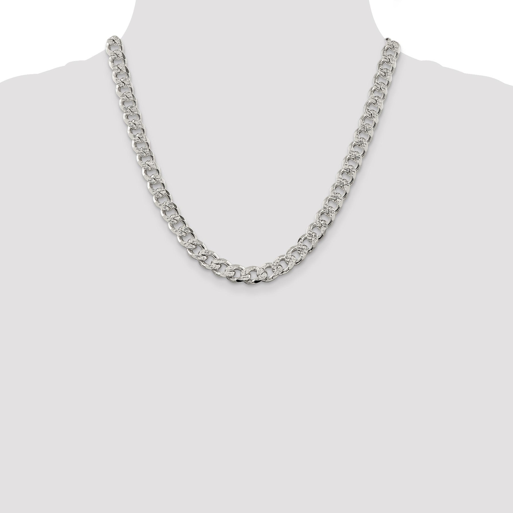 Sterling Silver 9.3mm Pav� Curb Chain