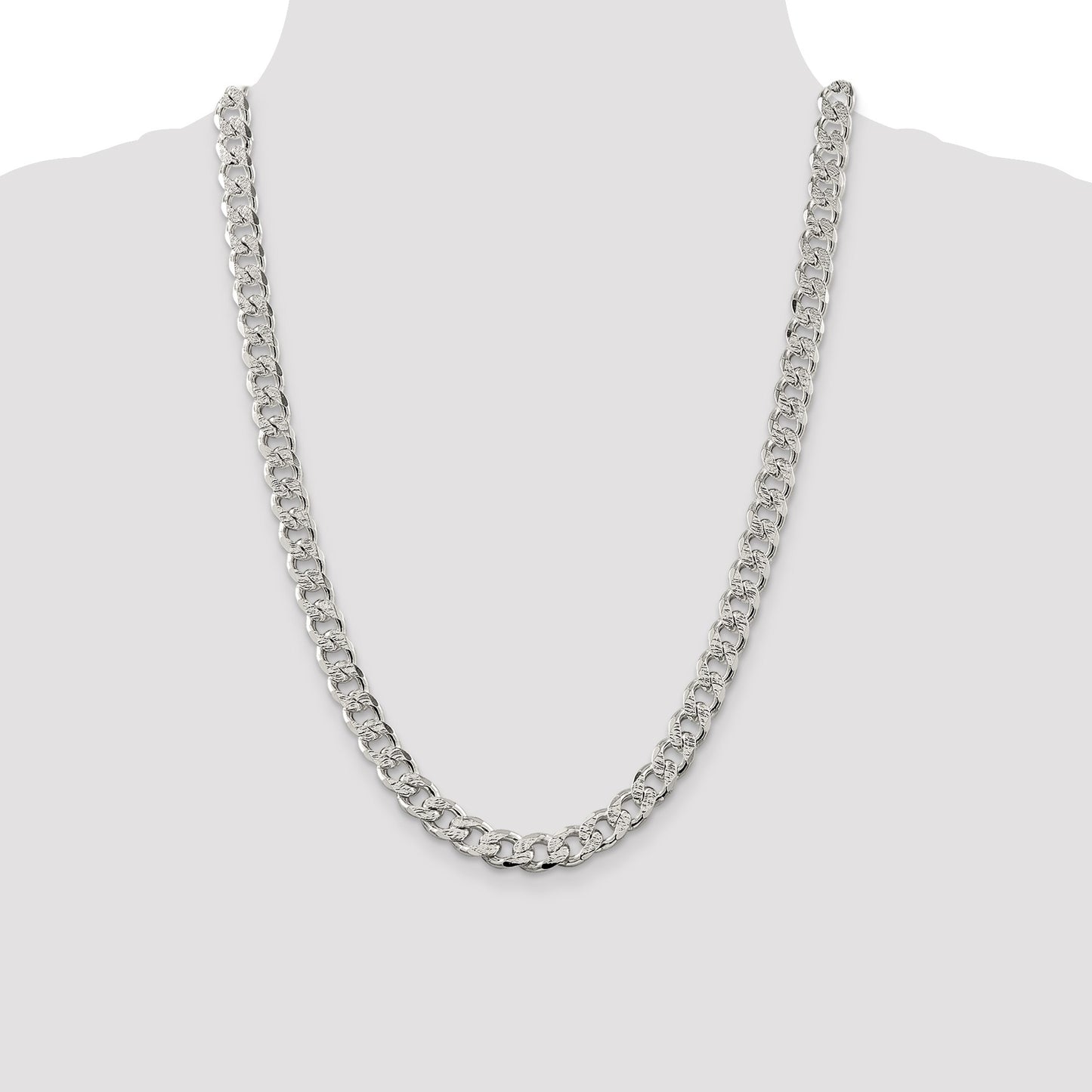 Sterling Silver 9.3mm Pav� Curb Chain