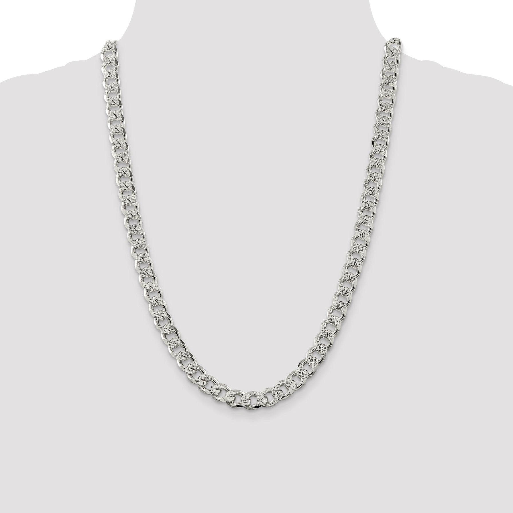 Sterling Silver 9.3mm Pav� Curb Chain