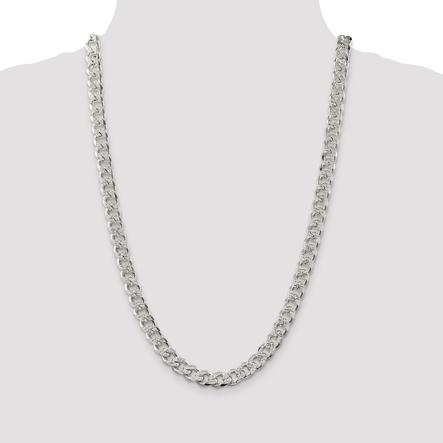 Sterling Silver 9.3mm Pav� Curb Chain