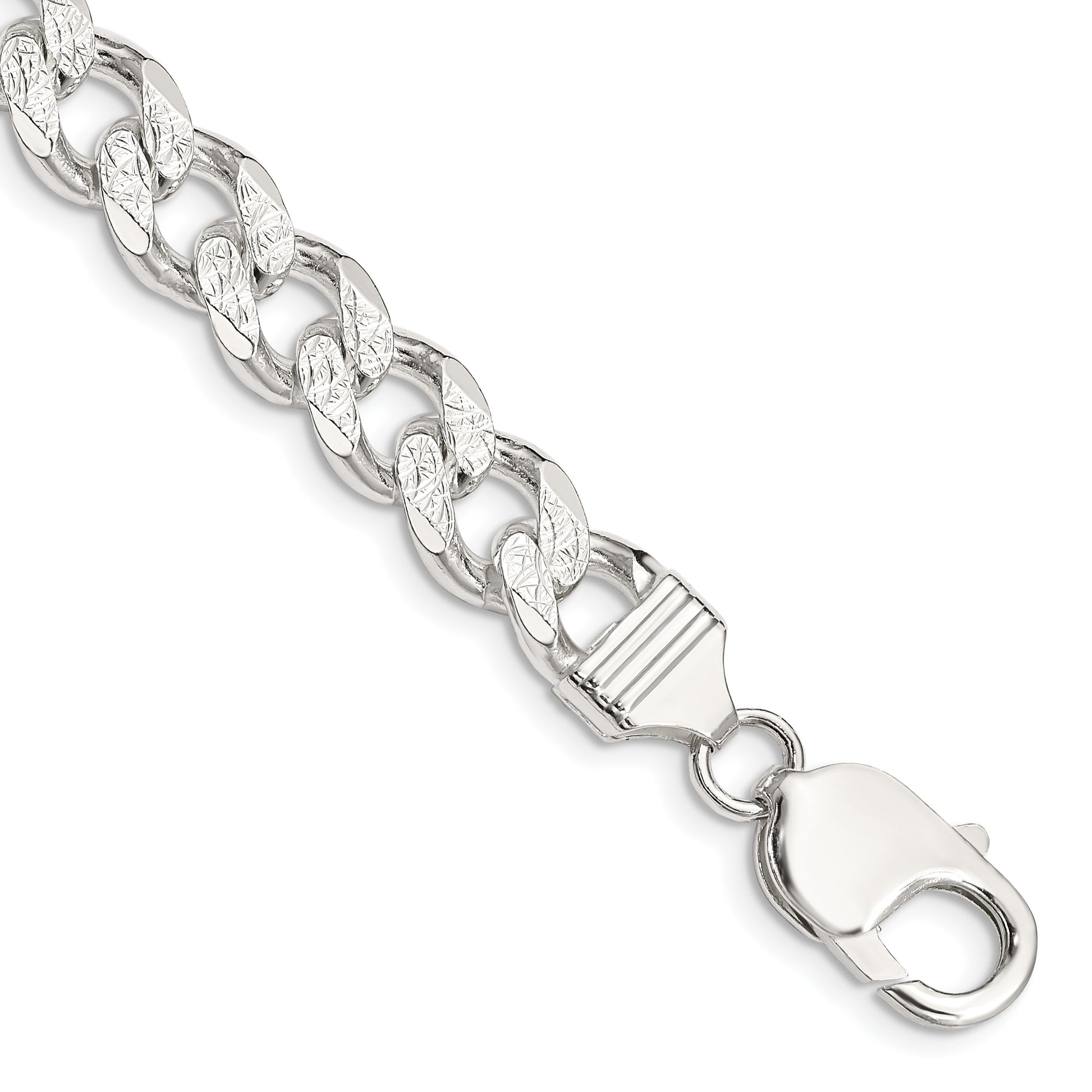 Sterling Silver 9.3mm Pav� Curb Chain