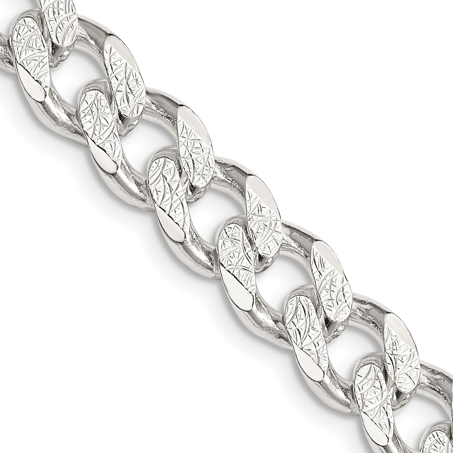 Sterling Silver 9.3mm Pav� Curb Chain