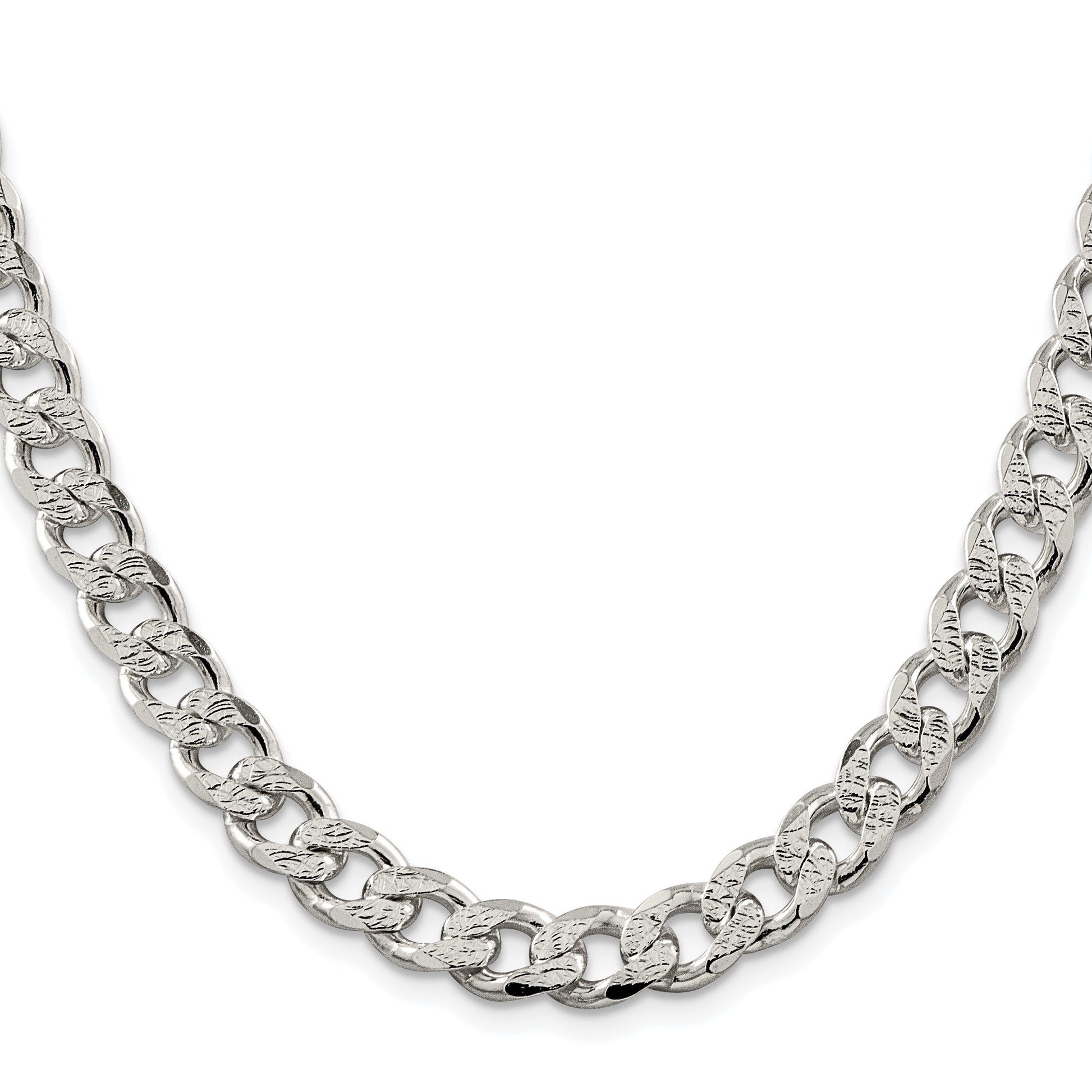 Sterling Silver Rhodium-plated 9.3mm Pav� Curb Chain