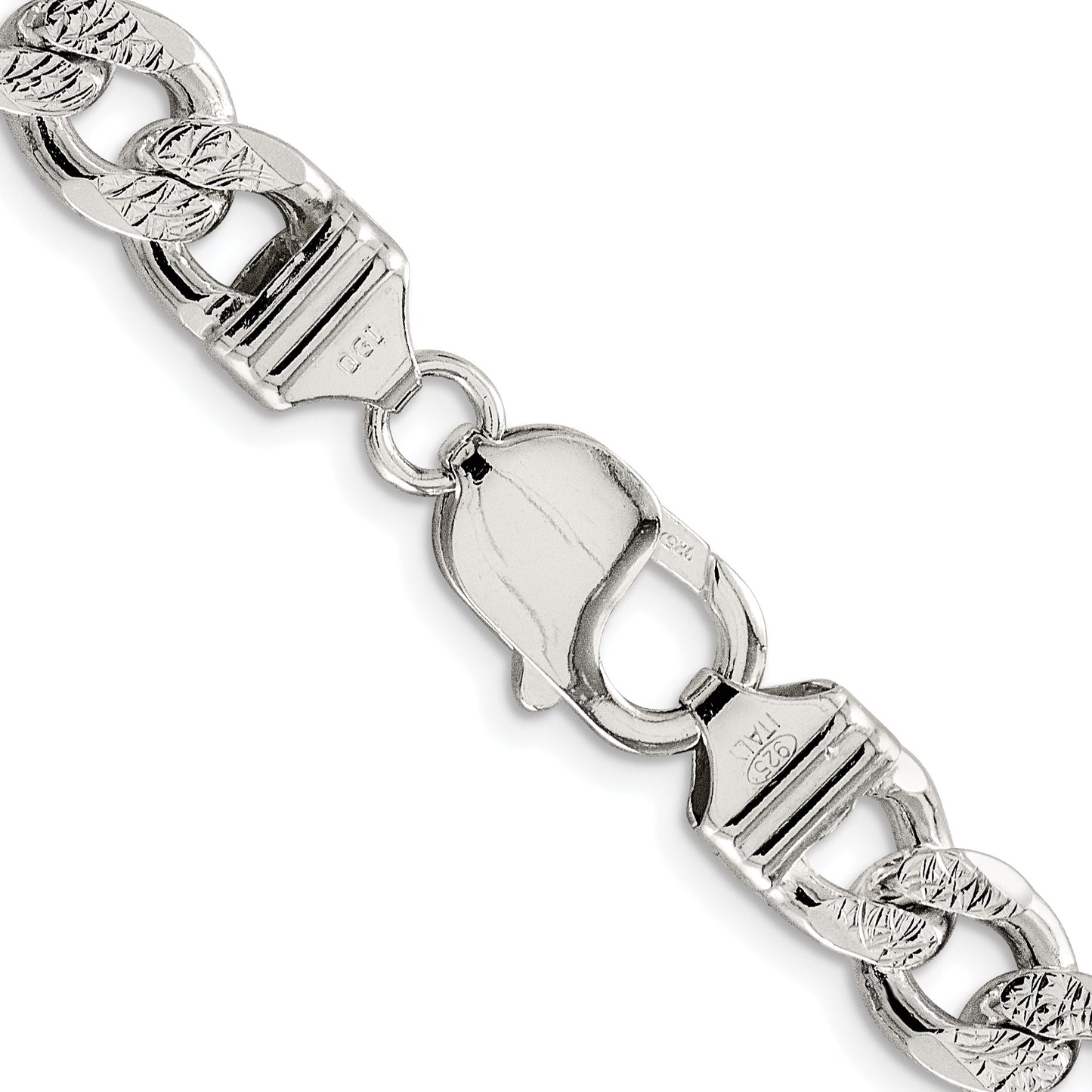 Sterling Silver Rhodium-plated 9.3mm Pav� Curb Chain